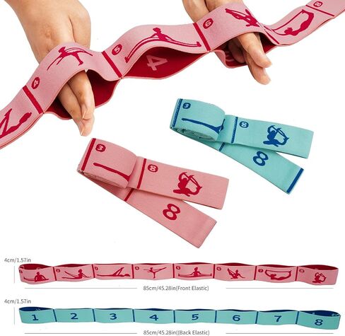 2 PCS Kids Stretching Strap & Band for Dance, Ballet – 8-Loop Adjustable Elastic Equipment for Yoga, Gymnastics Workout, Home Gymnastics, Beginner Flexibility and Stretching Resistance Bands in Kuwait