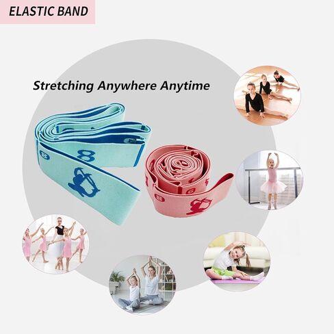 2 PCS Kids Stretching Strap & Band for Dance, Ballet – 8-Loop Adjustable Elastic Equipment for Yoga, Gymnastics Workout, Home Gymnastics, Beginner Flexibility and Stretching Resistance Bands in Kuwait