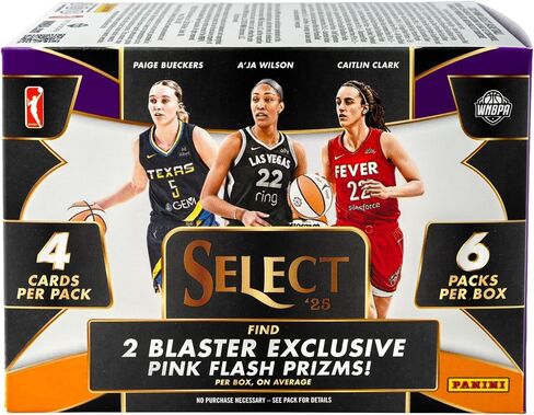 2024-25 Panini Select WNBA Basketball Trading Cards Retail Blaster Box | 24 Cards Per Box | Exclusive Pink Ice Prizms | Chase Color Wheel, Tiger & Black Finite Parallels in Kuwait