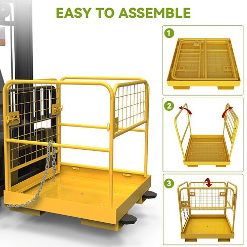 AUTOSAVER88 36 "x36 Forklift Safety Cage, 1200lbs Forklift Man Basket Work Platform, Heavy Duty Collapsible Lift Cage for Most Aerial Jobs in Kuwait