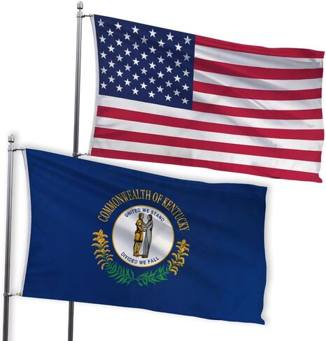 USA and Kentucky State 3x5ft Flag Bundle Set - Printed USA flag & Printed Kentucky State Flag - Strong Durable Polyester American Flag Set in Kuwait