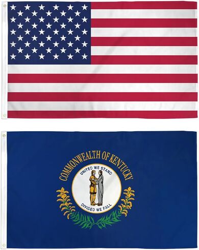USA and Kentucky State 3x5ft Flag Bundle Set - Printed USA flag & Printed Kentucky State Flag - Strong Durable Polyester American Flag Set in Kuwait