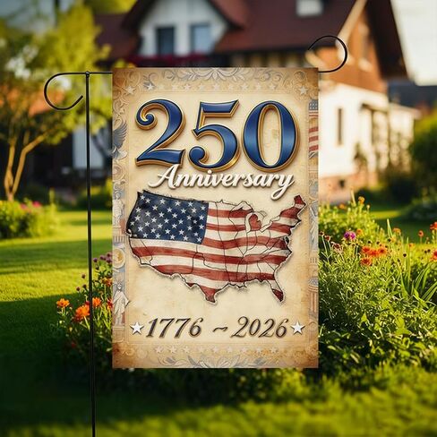 250 Years Anniversary America Garden Flag,250th American Flag 1776-2026 Commemorative Patriotic Banner 4th of July Yard Sign Double-Sided Waterproof Garden Flag 12x18 Inch in Kuwait