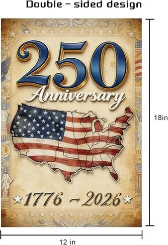 250 Years Anniversary America Garden Flag,250th American Flag 1776-2026 Commemorative Patriotic Banner 4th of July Yard Sign Double-Sided Waterproof Garden Flag 12x18 Inch in Kuwait