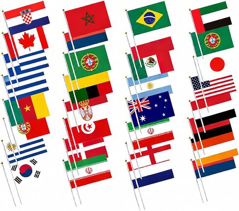 48 Pcs 2026 World Soccer Event Handheld Flags, Soccer Tournament 48 Countries Stick Flags, Premium Mini Hand Waving Flags for Party Bar Club Sports Events, International Festival and Garden Decorations in Kuwait