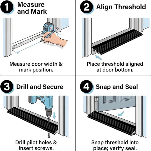 Blulu 36" Aluminum Exterior Door Threshold 5 5/8" Swing Threshold Black Heavy Duty Aluminum Door Sill Pan for Weatherproof & Easy Install for Residential/Commercial Use (1 Pcs) in Kuwait
