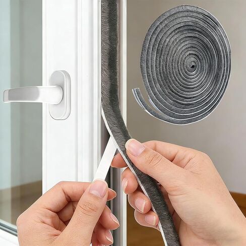 33 Ft Self-Adhesive Weather Stripping Door Seal Strip, Cuttable for Door and Window Gap Sealing, 0.35" Wide x 0.2" Thick, Gray in Kuwait