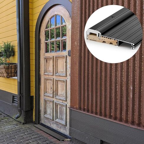 Blulu 36" Aluminum Exterior Door Threshold 5 5/8" Swing Threshold Black Heavy Duty Aluminum Door Sill Pan for Weatherproof & Easy Install for Residential/Commercial Use (1 Pcs) in Kuwait