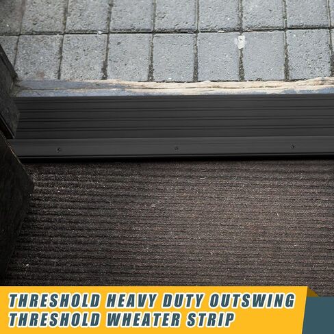 Blulu 36" Aluminum Exterior Door Threshold 5 5/8" Swing Threshold Black Heavy Duty Aluminum Door Sill Pan for Weatherproof & Easy Install for Residential/Commercial Use (1 Pcs) in Kuwait