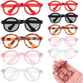 10pcs Doll Eye Glasses Set Cute Plastic Doll Dress up Sunglasses Mini Toy Costume Stuff Accessories Tiny Eyeglasses Supplies for Figures Collectors Display Decoration Photography in Saudi Arabia