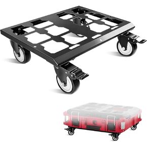 صندوق أدوات عالي التحمل من BYERN AUTO متوافق مع صناديق أدوات Milwaukee Packout، عجلات من الفولاذ الكربوني السميك بسعة 350 رطل مع نظام فرامل، لا توجد ملحقات لحزمة الحفر in Kuwait