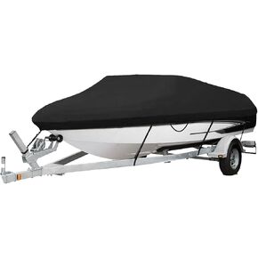 غطاء قارب قابل للمقطورة 420D من البولي يوريثان غطاء قارب مقاوم للماء مناسب لقوارب الصيد على شكل V وSki Pro-Style (17'-19'، عرض الشعاع يصل إلى 96 بوصة) in Kuwait