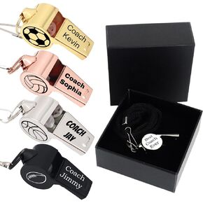 Personalized Whistle with Lanyard Custom Whistle Stainless Steel Coach Sports Engraved Whistle Loud Whistle Customized Gift Ideal for Coaches Referees Official Teachers in Kuwait