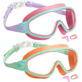kids Swim Goggles 2 Pack Anti-UV Anti-Fog Wide View Swimming Goggles for Kids 3-14 in Kuwait