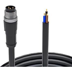 6.56Ft M12 5Pin موصل كابل رمز مستقيم ذكر واحد التوصيل المقبس استشعار الطيران كابل PVC الكهربائي IP67 تصنيف 60V / 4A غير محمي للصناعة والطيران AWG22 (2M PVC) in Kuwait