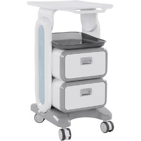 3 Tiers Lab Utility Cart with 2 Drawers & 1 Top Tray Medical Trolley Cart with 4 Silent Wheels for Hospital Office Bedroom Clinic in Kuwait