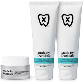 Whitening Powder + Enamel Toothpaste – Remineralizing Bundle with Hydroxyapatite – Non-Abrasive Stain Removal with Pap & Enamel Strengthening with Fluoride in Saudi Arabia