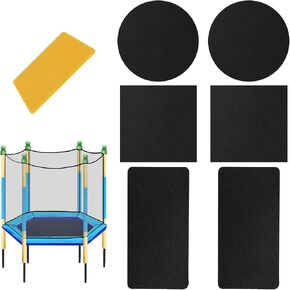 Tinoaly Self-Adhesive Trampoline Patch Repair Kit, 3 Shapes Patches with Scraper Trampoline Mat Repair Tape Accessories Suitable for Repairing Tears Holes Punctures (Black) in Kuwait