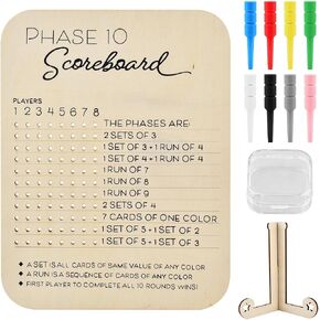 Phase 10 Score Board, Wooden Phase 10 Scoreboard, Fun Board Games Tracker BoardsCard Games Night Table Score for Back Yard Party Family Game in Saudi Arabia