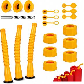 Gas Can Spout Kit 3 Pack Fuel Nozzle Replacement | Universal 1/2–10 Gal, Leak-Proof, Durable Plastic, Vent Caps & Drill Bit Included in Kuwait