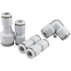 Pneumatic Plastic Air Pipe Straight Through Right Angle Quick Plugs White Connector PU/PG/PV4/8-6/10/12 Variable Diameter 1Pcs(弯头变径PVG8-6(White)) in Kuwait
