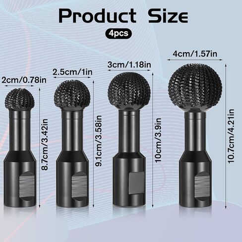 4 Pcs Sphere Rotary Burr Set, 5/8-11 Thread Ball Gouge Attachments for 4-1/2" & 5" Angle Grinders, Wood Carving Carbide Steel Cutting Burrs Hollowing, Slotting, Engraving & Polishing Tools in Kuwait