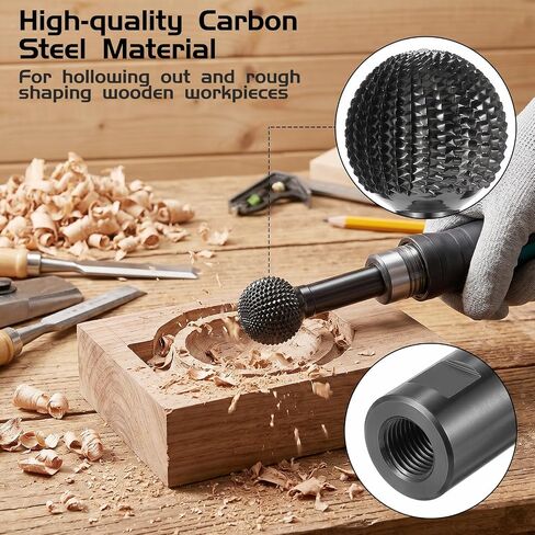 4 Pcs Sphere Rotary Burr Set, 5/8-11 Thread Ball Gouge Attachments for 4-1/2" & 5" Angle Grinders, Wood Carving Carbide Steel Cutting Burrs Hollowing, Slotting, Engraving & Polishing Tools in Kuwait