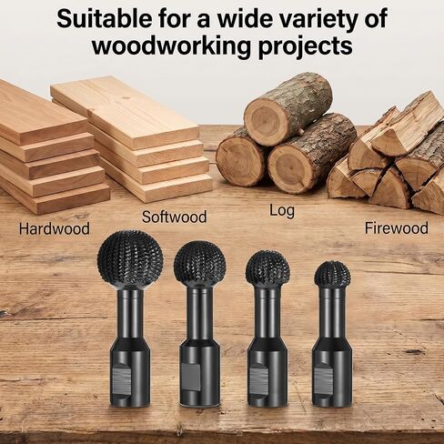 4 Pcs Sphere Rotary Burr Set, 5/8-11 Thread Ball Gouge Attachments for 4-1/2" & 5" Angle Grinders, Wood Carving Carbide Steel Cutting Burrs Hollowing, Slotting, Engraving & Polishing Tools in Kuwait