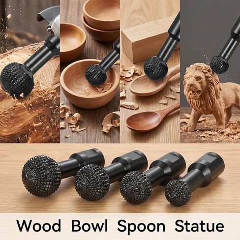 4 Pcs Sphere Rotary Burr Set, 5/8-11 Thread Ball Gouge Attachments for 4-1/2" & 5" Angle Grinders, Wood Carving Carbide Steel Cutting Burrs Hollowing, Slotting, Engraving & Polishing Tools in Kuwait