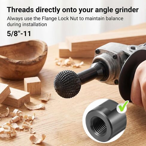 4 Pcs Sphere Rotary Burr Set, 5/8-11 Thread Ball Gouge Attachments for 4-1/2" & 5" Angle Grinders, Wood Carving Carbide Steel Cutting Burrs Hollowing, Slotting, Engraving & Polishing Tools in Kuwait