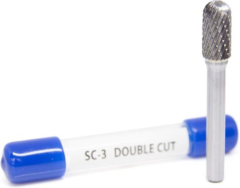 Benchmark Abrasives Cylindrical Shape Ball Nose Premium Double Cut Tungsten Carbide Burr for Metal Wood Welding Deburring High-Speed Die Grinders enclosed in Plastic Capsule 1/4" Shank (SC-3) in Kuwait