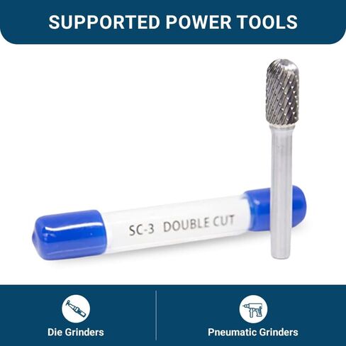 Benchmark Abrasives Cylindrical Shape Ball Nose Premium Double Cut Tungsten Carbide Burr for Metal Wood Welding Deburring High-Speed Die Grinders enclosed in Plastic Capsule 1/4" Shank (SC-3) in Kuwait
