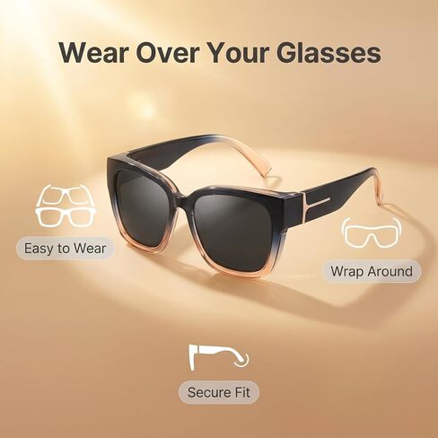 Shoreside Fit Over Sunglasses, UV400 Protection, Glare Reducing Wraparound Sunglasses for Driving. in Kuwait