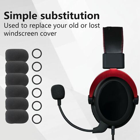 بديل إسفنجي جديد متوافق مع سماعة رأس الألعاب HyperX Cloud II/Alpha/Alpha S/Mix/Core/غطاء مرشح بوب للدردشة السحابية، 6 عبوات من الزجاج الأمامي in Kuwait