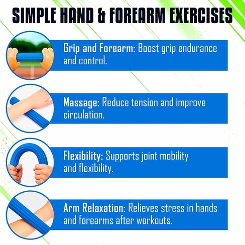 Flex Bars Training Kit with Hand Therapy Ring and Finger Exerciser - 4 Resistance Bars Set for Elbow Therapy and Grip Strength - Relieves Tennis Elbow Pain - Flex Bars for Physical Therapy in Kuwait