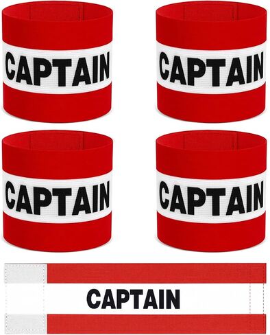 4 Pcs Captain Arm Bands for Soccer, Red Adjustable Soccer Captain Armband, Arm Bands Football for Adults and Youth, Suitable for Rugby, Basketball, Volleyball Teams in Kuwait