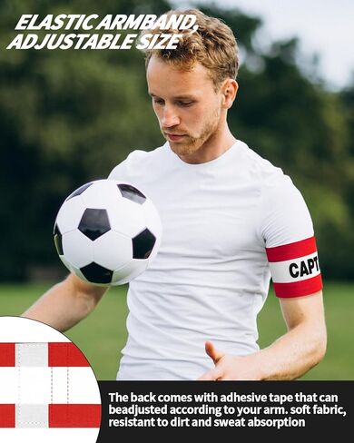 4 Pcs Captain Arm Bands for Soccer, Red Adjustable Soccer Captain Armband, Arm Bands Football for Adults and Youth, Suitable for Rugby, Basketball, Volleyball Teams in Kuwait