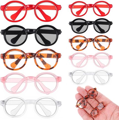 10pcs Doll Eye Glasses Set Cute Plastic Doll Dress up Sunglasses Mini Toy Costume Stuff Accessories Tiny Eyeglasses Supplies for Figures Collectors Display Decoration Photography in Saudi Arabia