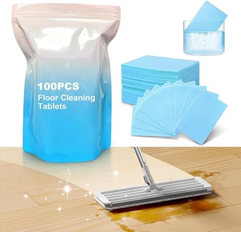 100PCS Multi-effect Floor Cleaning Sheets, Multi-surface Floor Cleaning Solution Tablets with Fresh Scent for Floor Mopping, Home Floor Cleaner for Tile, Wood, Laminate in Saudi Arabia