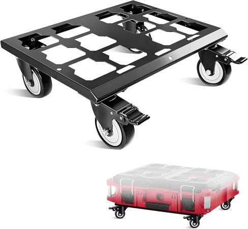 صندوق أدوات عالي التحمل من BYERN AUTO متوافق مع صناديق أدوات Milwaukee Packout، عجلات من الفولاذ الكربوني السميك بسعة 350 رطل مع نظام فرامل، لا توجد ملحقات لحزمة الحفر in Kuwait