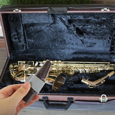 CALLARON Alto Saxophone Ligature Cap Clamp in Brown Silicone and Wood, Resistant to Deformation, Convenient Saxophone Accessory for Beginners and Enthusiasts in Kuwait