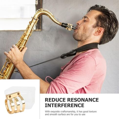 Alto Saxophone Ligature Clip Brass Sax Head Clip with Abs Case Convenient Installation Sturdy Replacement Accessory for Saxophone Players in Kuwait