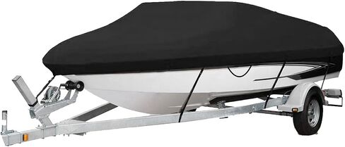 420D Trailerable Boat Cover PU Waterproof Boat Cover Fit for V-Hull Fish&Ski Pro-Style Fishing Runabout Bass Boats (17'-19', Beam Width up to 96") in Kuwait