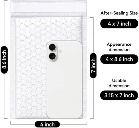 Bubble Mailers 4x7" 500 Pack White, Extra Thick Strong Adhesive Mailing Envelopes Bubble Opaque Padded Mailers Shipping Bags for Mailing Jewelry Makeup Small Business in Saudi Arabia