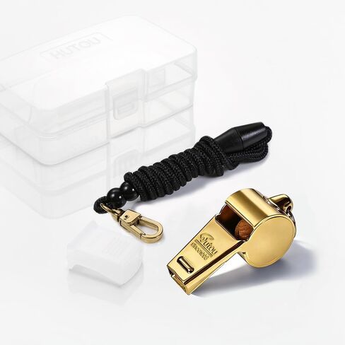 HUTOU L6026 Whistle, Brass Coach Sports Whistle with Lanyard, Loud Crisp Sound Whistle Ideal for Coaches, Referees, and Officials in Kuwait
