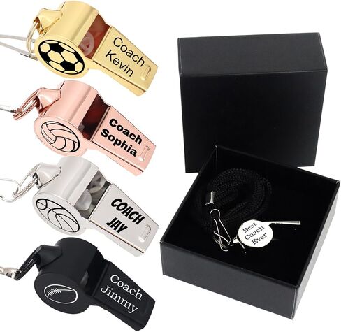 Personalized Whistle with Lanyard Custom Whistle Stainless Steel Coach Sports Engraved Whistle Loud Whistle Customized Gift Ideal for Coaches Referees Official Teachers in Kuwait