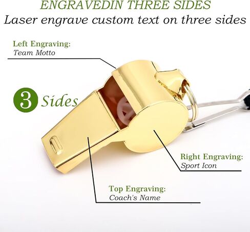 Personalized Whistle with Lanyard Custom Whistle Stainless Steel Coach Sports Engraved Whistle Loud Whistle Customized Gift Ideal for Coaches Referees Official Teachers in Kuwait
