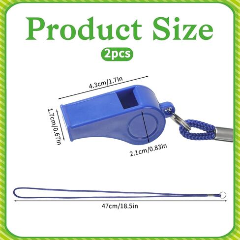 2 Packs Blue Whistle, Whistle for Coaches with Lanyard, Plastic Whistles for Teachers, Loud Crisp Sound Whistle, Emergency Whistle for Adults Polices Officials Sport Training Lifeguard in Kuwait