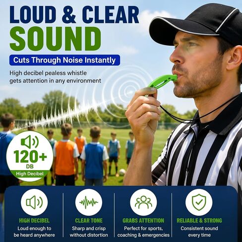 Seenelling 12 Pcs Pealess Whistles with Lanyards Professional Sports Whistle Bulk 120dB Loud Crisp Sound ABS Plastic for Coaches, Referees, Teachers, Lifeguards, PE Classes, Emergency, 6 Bright Colors in Kuwait