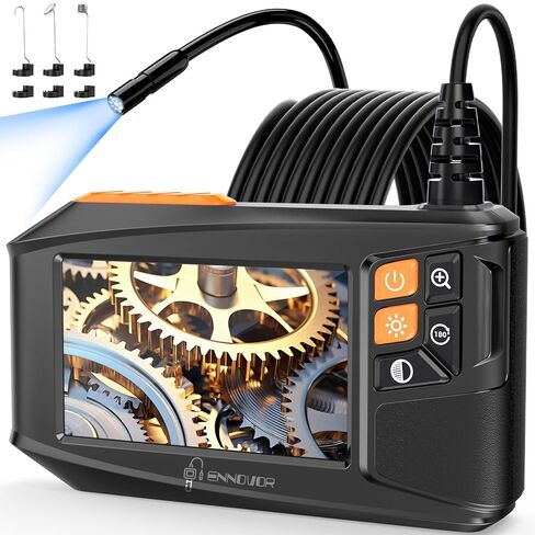 كاميرا المنظار مع الضوء، 4.3 بوصة HD 1920P Borescope كاميرا فحص الثعبان، IP67 مقاومة للماء 8 مصابيح LED قابلة للتعديل 16.4 قدم مجموعة أدوات شبه صلبة لأدوات سباكة السيارات DIY الرائعة in Kuwait